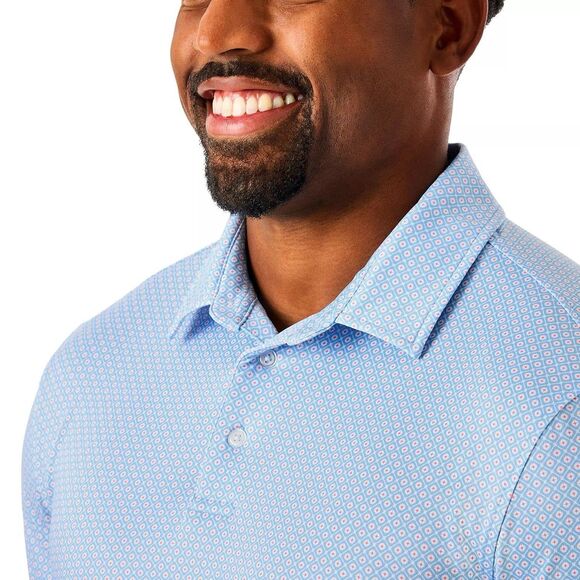 NWT Member's Mark Men's Short Sleeve Pattern Performance Polo Light Blue XXL - Picture 5 of 12